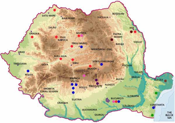 Map of Rumanian Cities and Sites